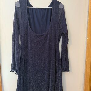 SHEIN Sparkling Navy Long Sleeve Dress